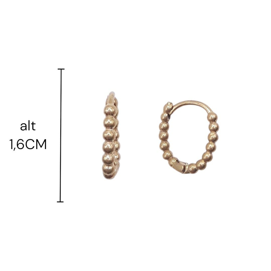 Brinco Argolinha Click Oval De Bolinhas Nº2
