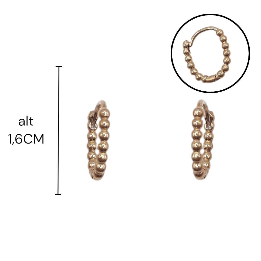 Brinco Argolinha Click Oval De Bolinhas Nº2 Semi-joia
