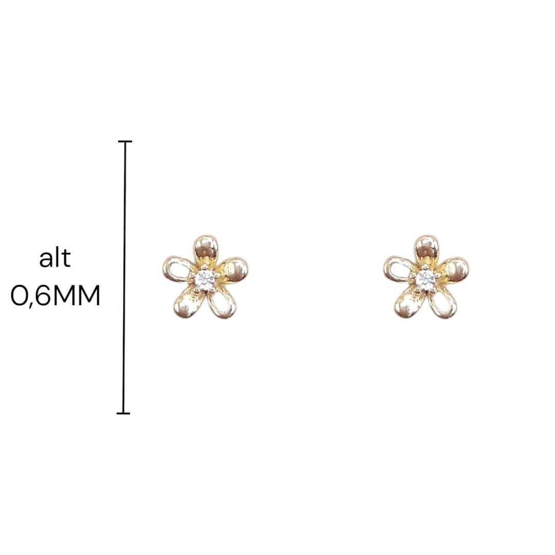 Brinco Flor Com Petala Vazada E 1 Zircõnio