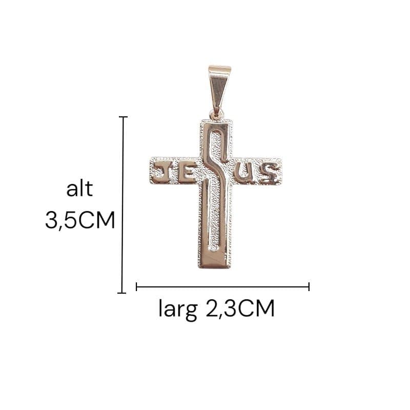 Colar Cruz Jesus 60cm