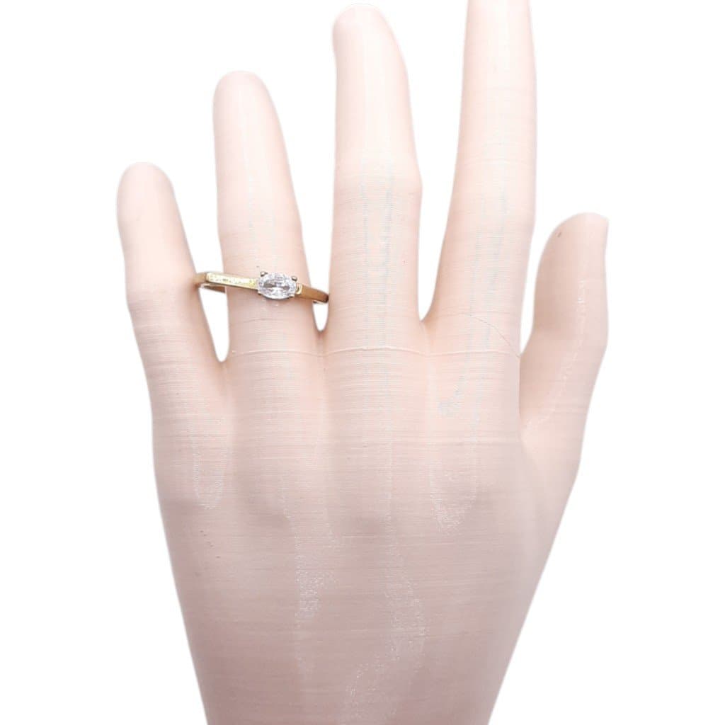 Anel Base Reta Com 1 Zirconia Oval miniatura 2