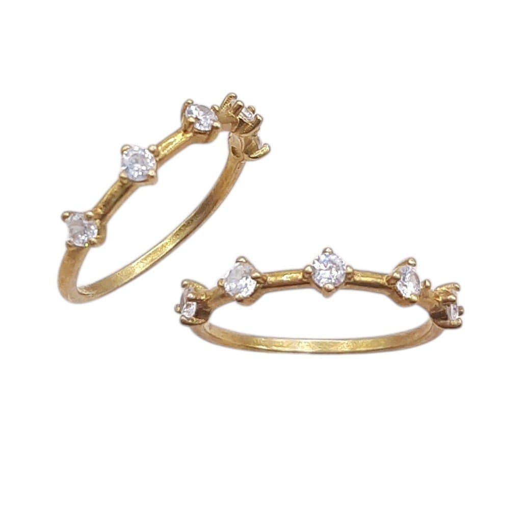 Anel Aparador Com 5 Zirconia Intercalado