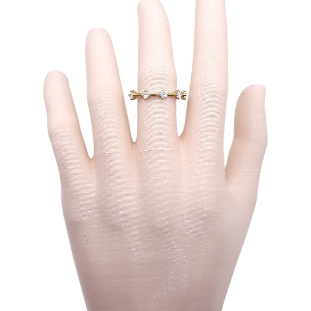 Anel Aparador Com 5 Zirconia Intercalado miniatura 2