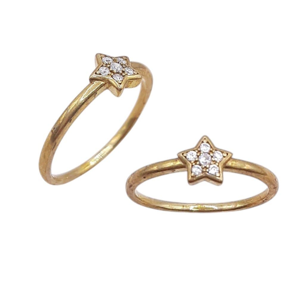 Anel Estrela Solitario Cravejado