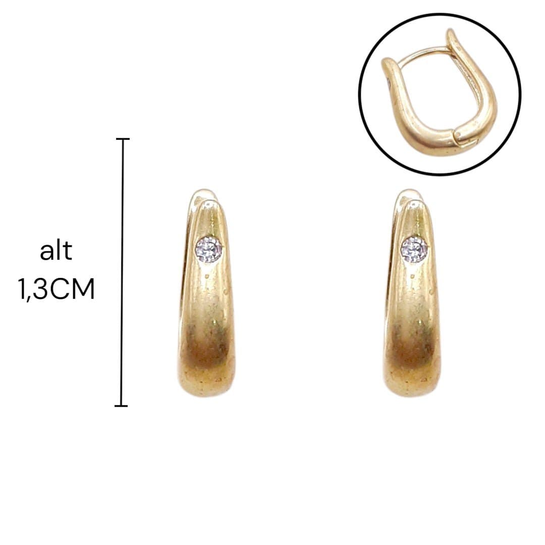 Brinco Argolinha Click Chifrinho 1 Zirconia M.