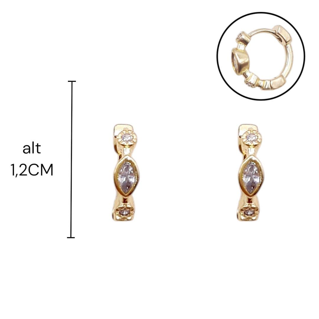 Brinco Argolinha Click Com Pedra Navete -1