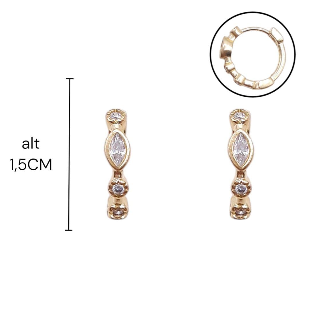 Brinco Argolinha Click Com Pedra Navete - 2