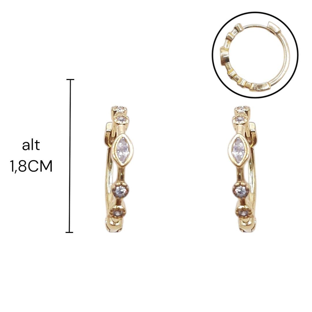 Brinco Argolinha Click Com Pedra Navete - 3