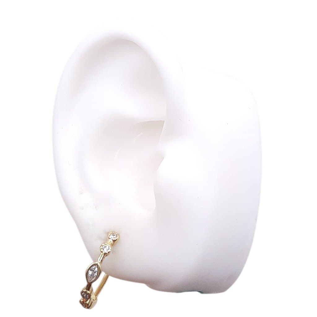 Brinco Argolinha Click Com Pedra Navete - 3 miniatura 2