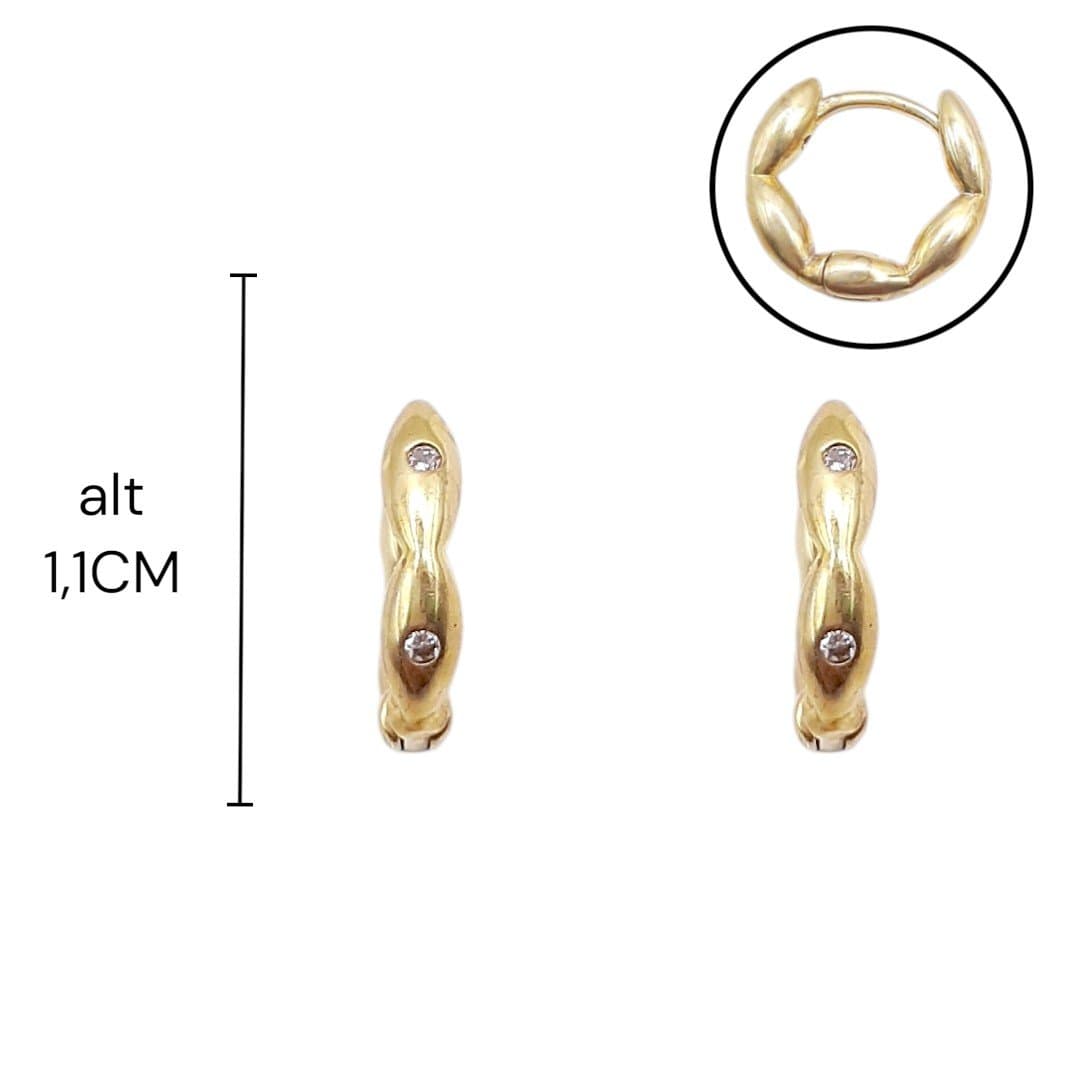 Brinco Argolinha Click Boinha Nº2 Com Zirconia