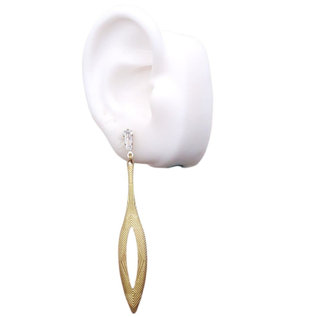 Brinco Base Trapézio De Zirconia Com Gota Alongada miniatura 2