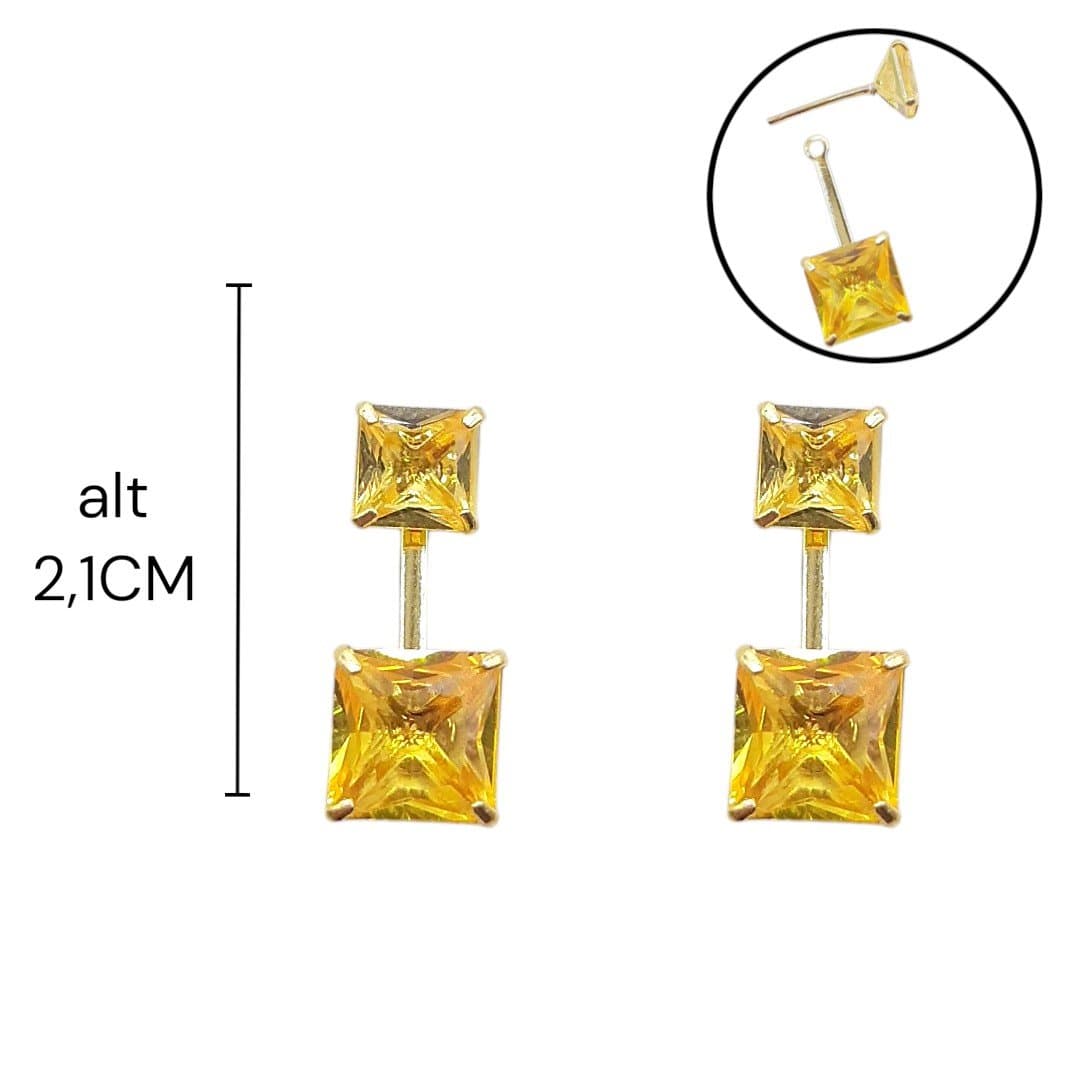 Brinco Ponto De Luz Quadrado Duplo 6 E 8mm