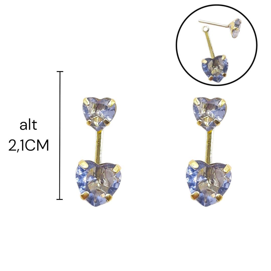 Brinco Ponto De Luz Coração Duplo 6 E 8mm