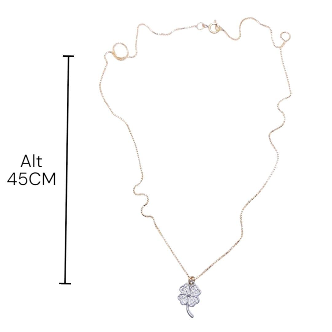 Colar Com Trevo Cravejado De Zircônia miniatura 2