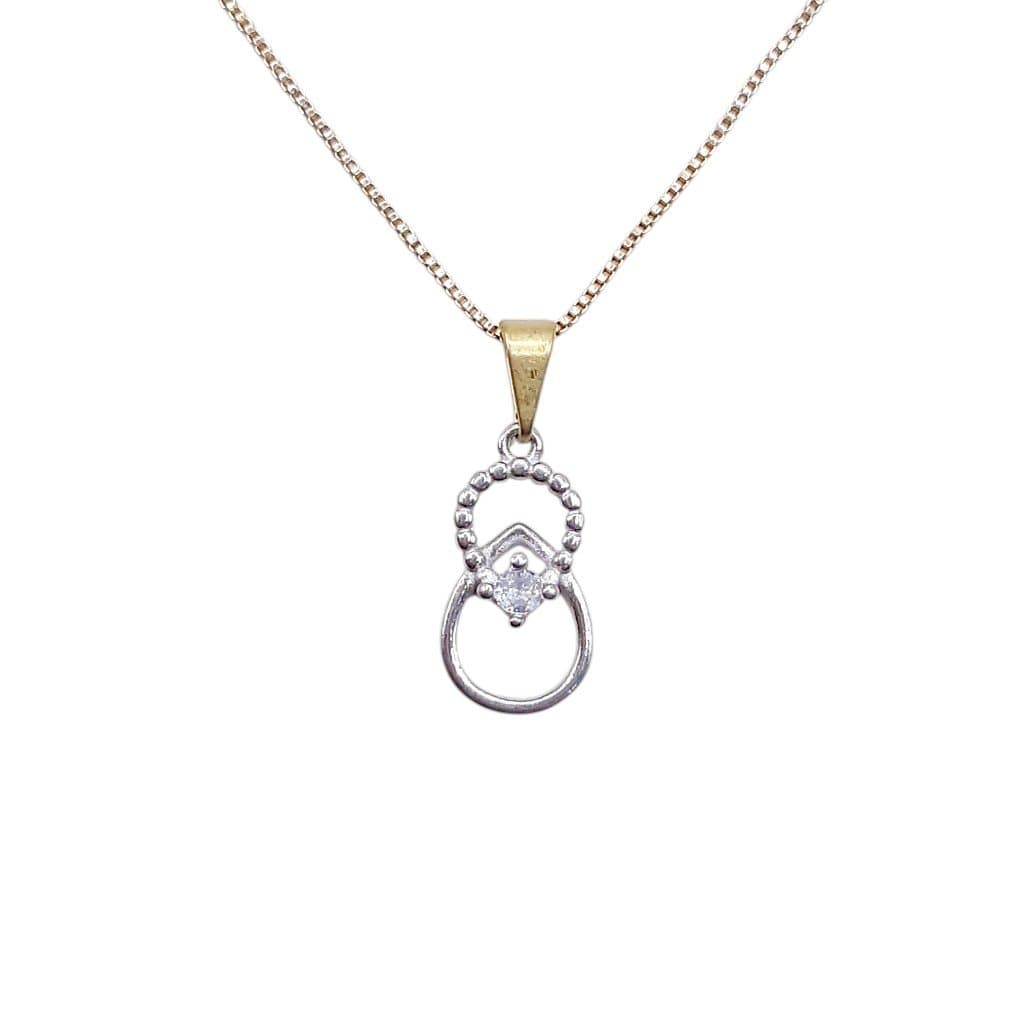 Pingente  Formato 2 Gota Cruzada Com 1 Zircônia miniatura 2