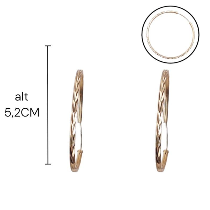Brinco Argola Tubo Diamantado 5cm