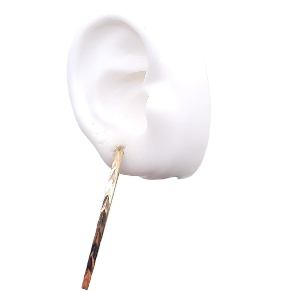 Brinco Argola Tubo Diamantado 5cm miniatura 2
