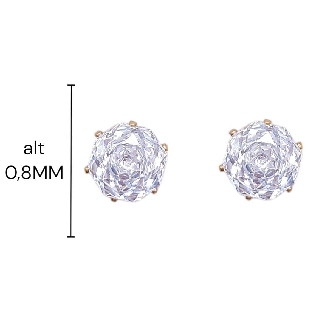 Brinco Ponto De Luz 8mm Zicônia Rose Cut