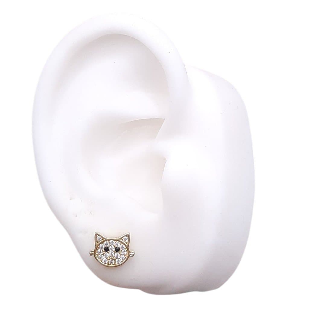 Brinco Gatinho Rostinho Cravejado miniatura 2