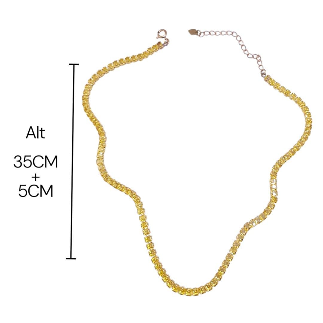 Colar Fio De Zirconia Pedra Quadrada 3mm miniatura 2