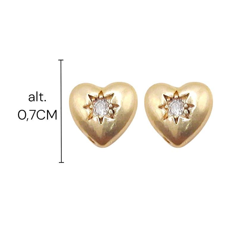 Brinco Coração Com Estrela De Zircônia