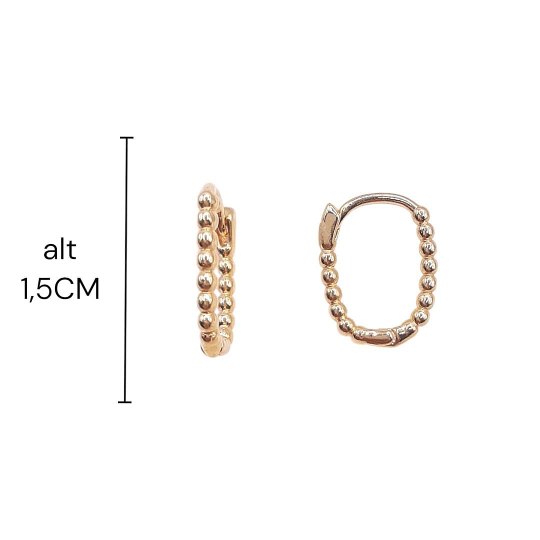 Brinco Argolinha Click Oval De Bolinhas Nº2
