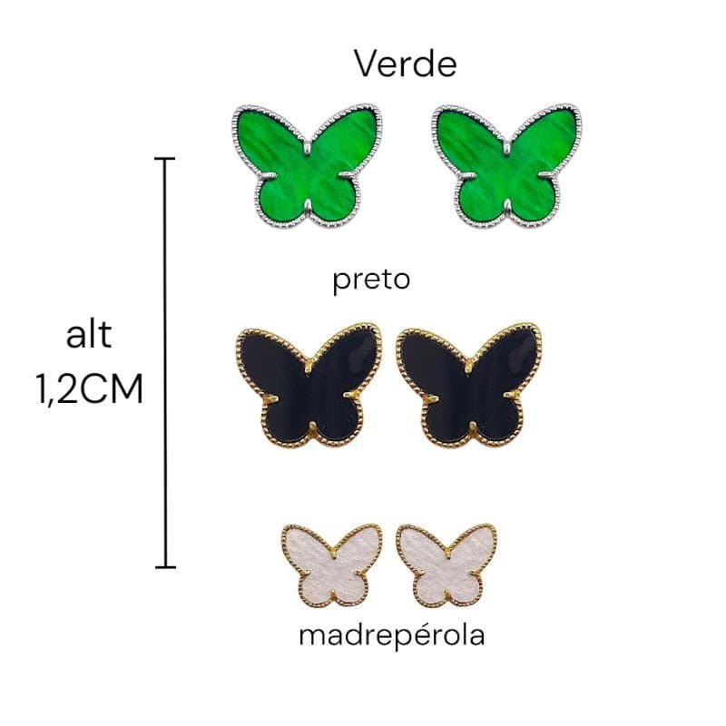 Brinco Borboleta Com Pedra Acrílica