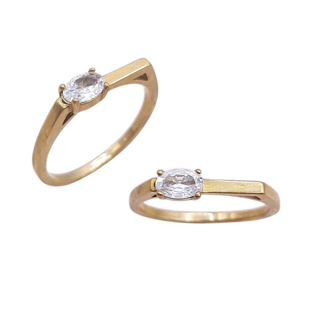 Anel Base Reta Com 1 Zirconia Oval