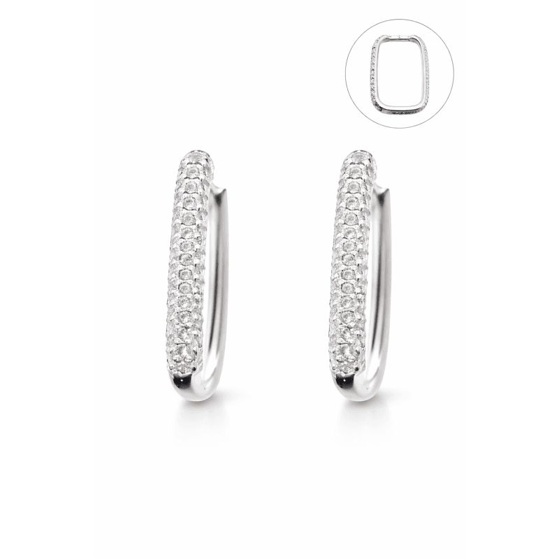 Argola Click Quadrada Cravejada Nº3 Prata 925